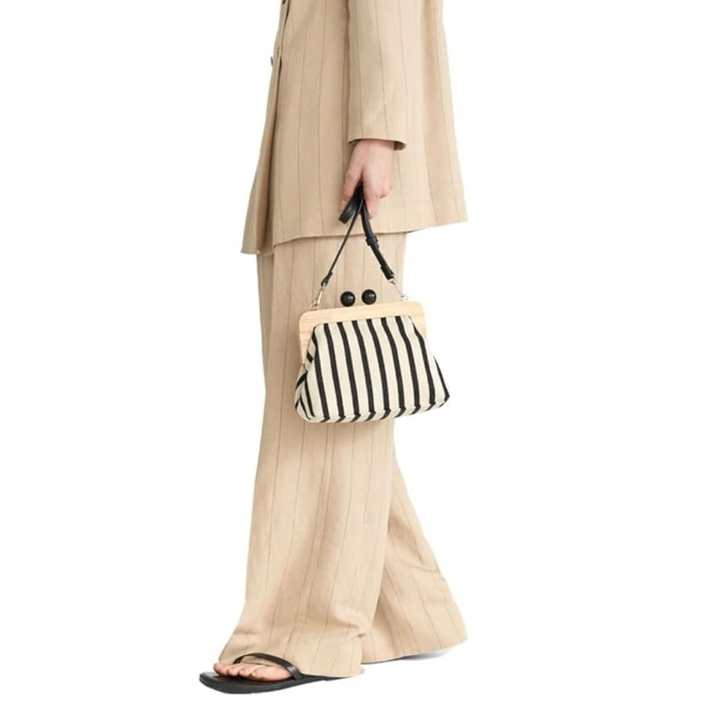 ZARA Striped Black and White CROSSBODY BAG.